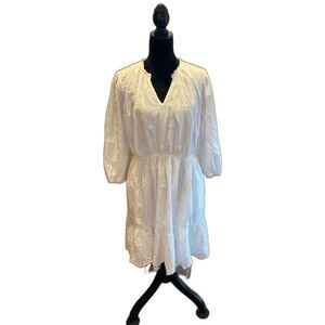Knox Rose Eyelet Dress Plus Size XL White  100% Cotton Beautiful Lace Hem Lined